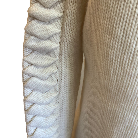 Zoe Jordan Cream Cashmere Wool Blend Crew Neck Cable Knit Design Arms sz S/M - Picture 3 of 8